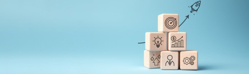 Wooden blocks to illustrate series A startup growth